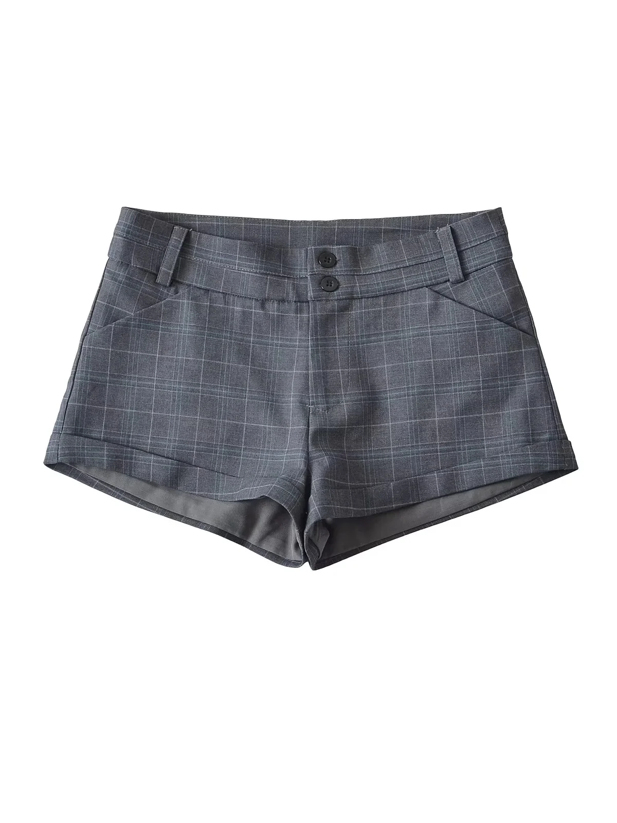 アメリカンレトロチェック柄スーツショーツ女性夏の新しいカジュアル痩身多用途カフスAラインホットパンツ通勤スタイルボタンウエスト