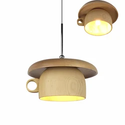 Creative Wood Cup Pendant Light Modern Dining Room Hanging Lamp Kitchen Light Fixtures Indoor Lighting Home Decor Loft Luminaire