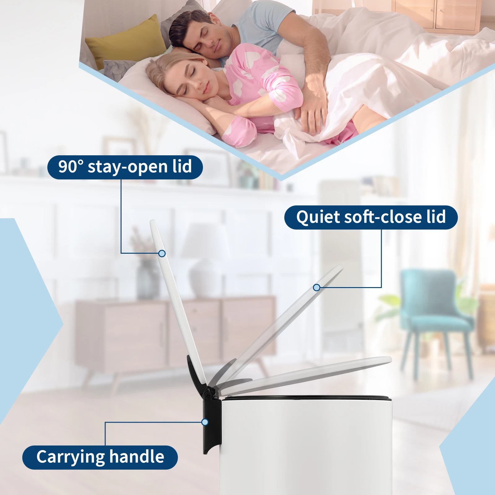 Kitchen Trash Can, 8 Gallon (30L) Round Stainless Steel Garbage Bin with Soft-Close Lid, Hands-Free Step Pedal & Removable Inner Bucket, Compact Design for Bathroom, Bedroom & Office