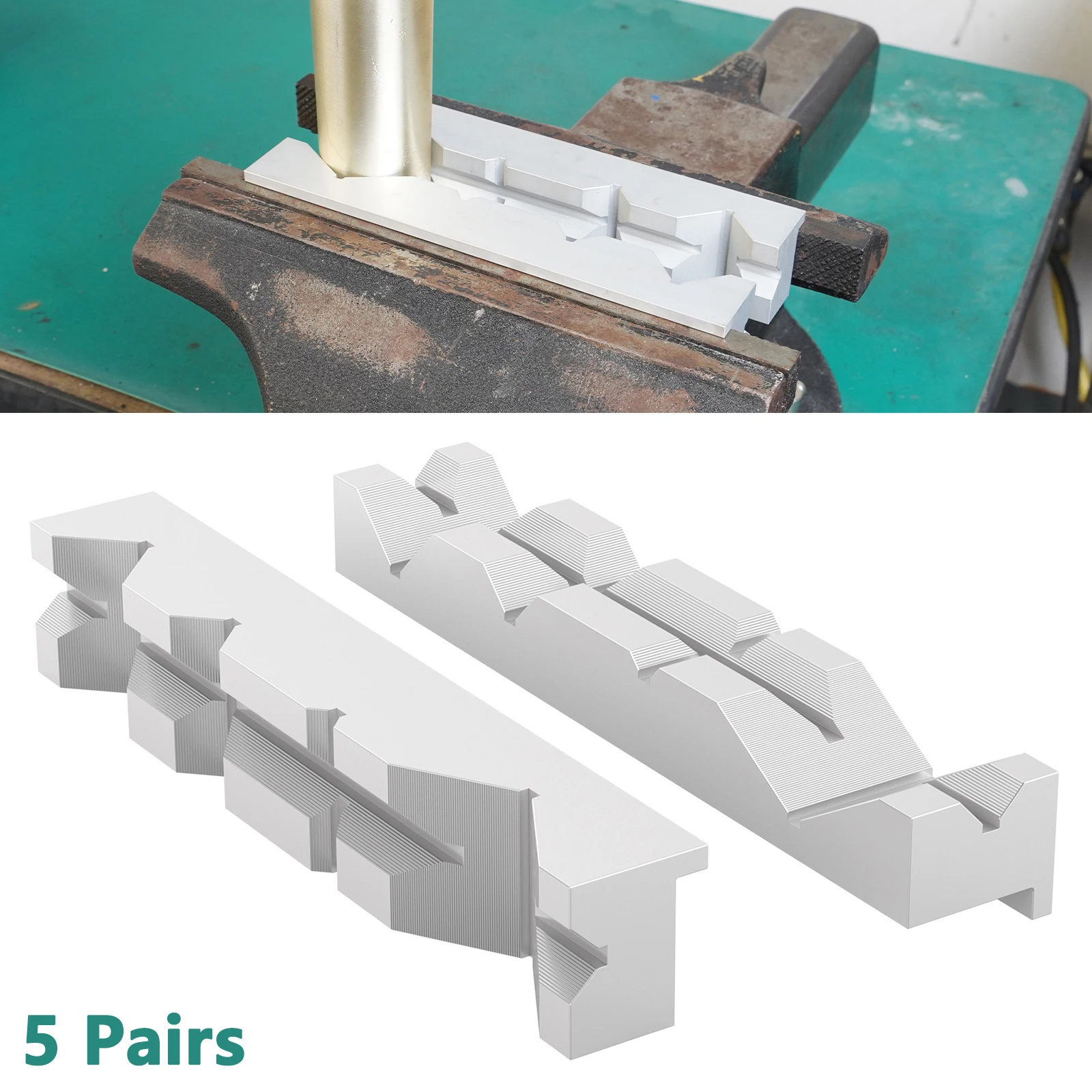 

5 Pair For 6" 8" Vise Chick Kurt Te-co Parlec Toolex Magnum Conquest 8" V Shape Vise Soft Jaws Aluminum