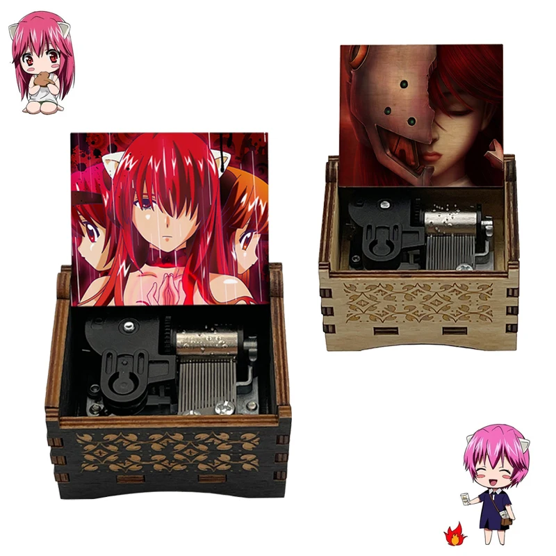 Schwarz Holz Zarte Elfen LIED Lilium Musik Box, anime Wind Up Kinder Mechanische Spielzeug Freundin Weihnachten Neue Jahr Souvenir Geschenk