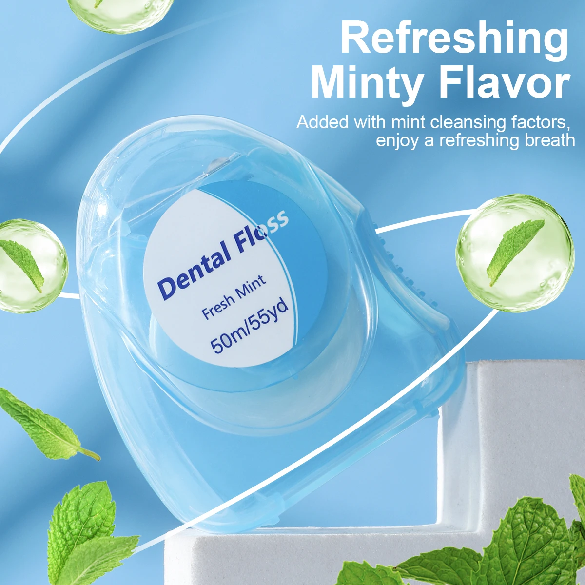 10PCS*50m hilo dental con sabor a menta, compacto, práctico y rápido para limpiar entre los espacios entre los dientes