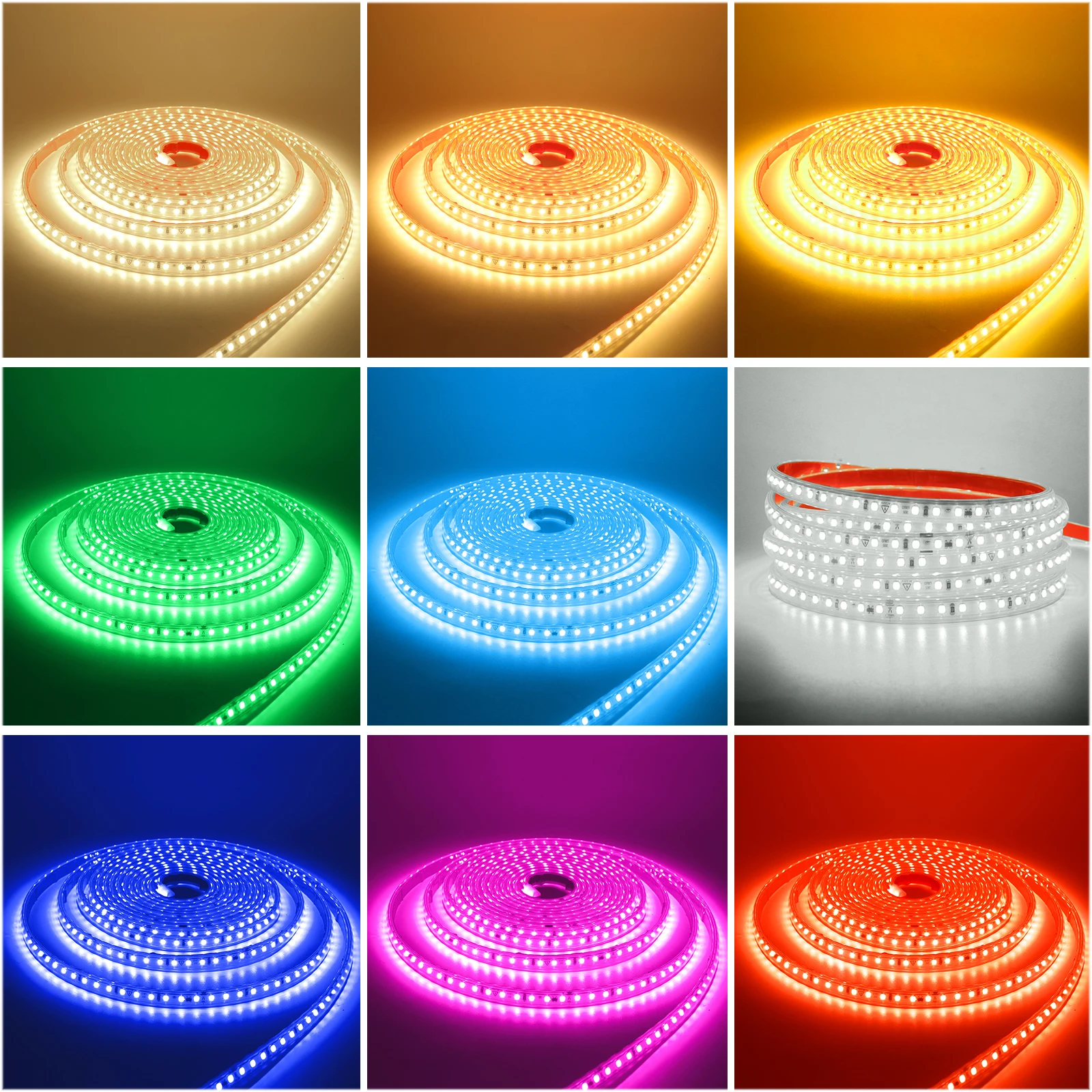 AC 220 V 120 Leds/M SMD 2835 LED Strip Waterdicht Groen/Rood/Blauw/roze/Geel/Wit Zelfklevende Flexibele Lint Streep Licht