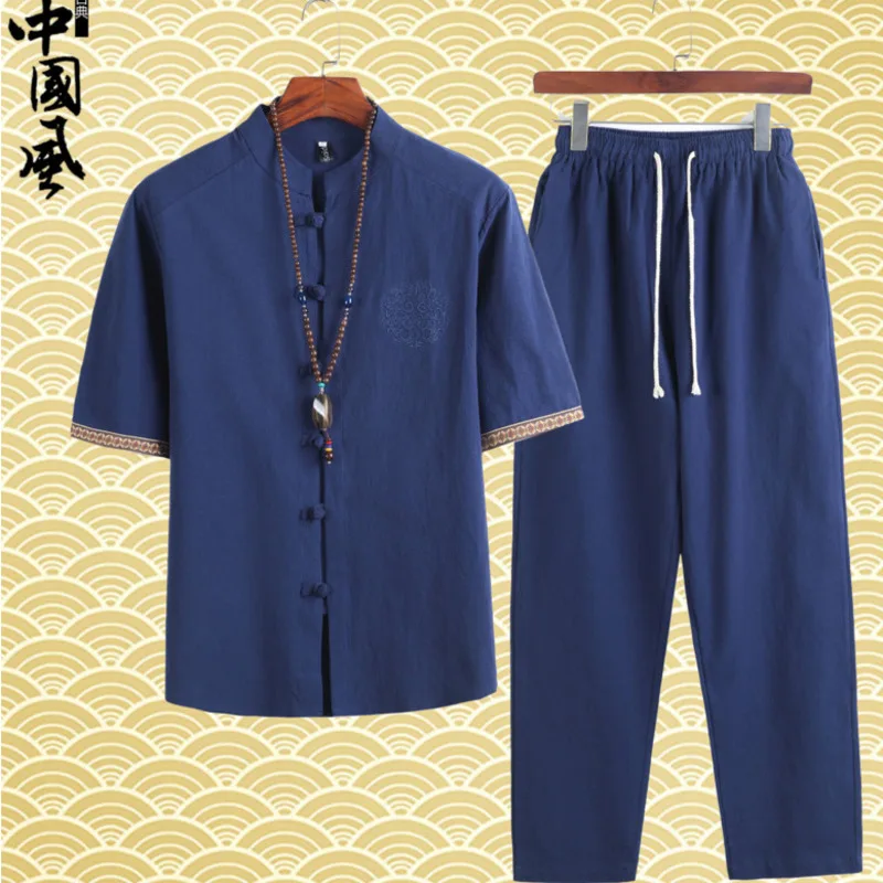 

Chinese Traditional Clothing Hanfu Men's Modern Fashion Style Asian Tang Suit Summer Shirt Kung Fu Coat