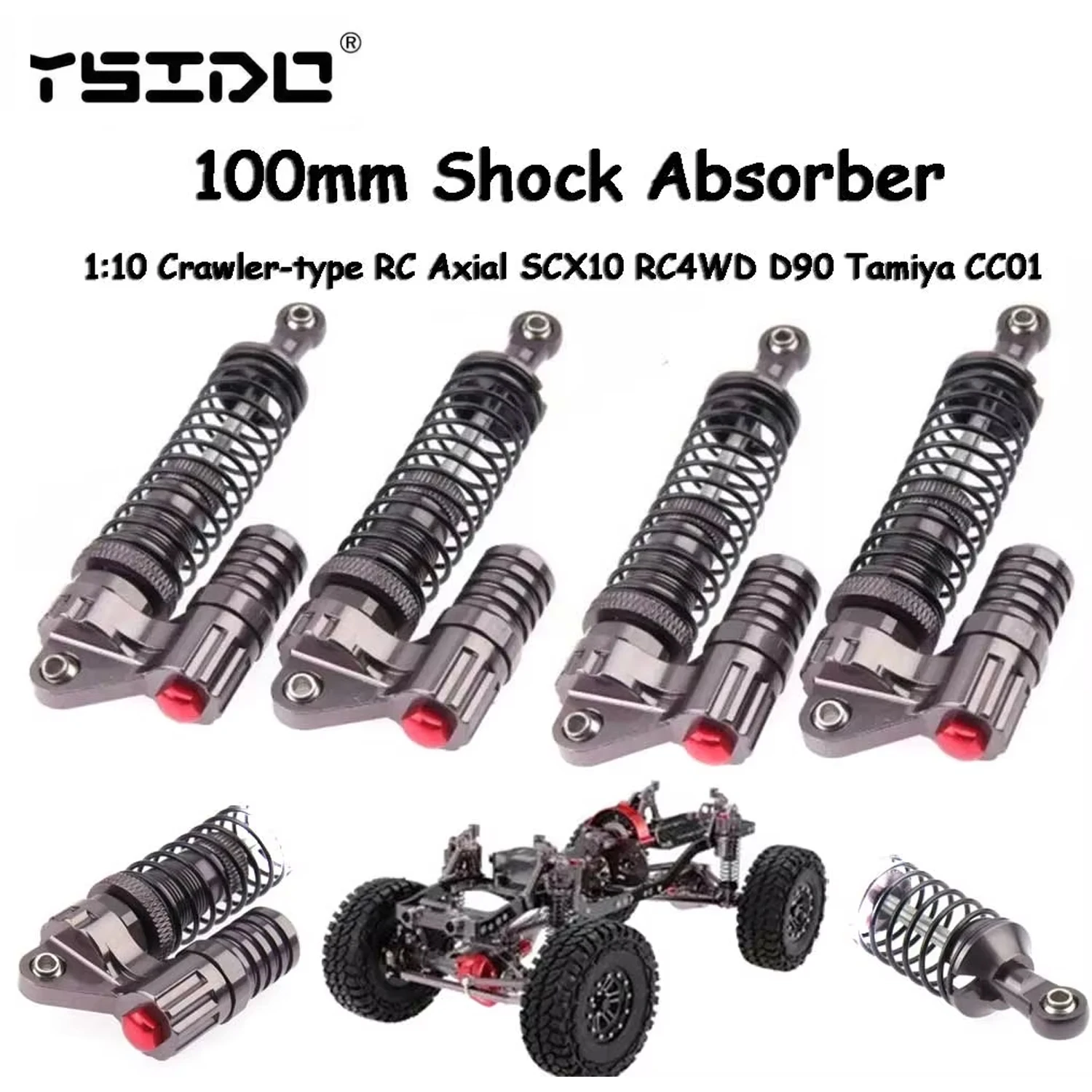 YSIDO 100mm Shock Absorber Bearing Full Metal Upgrade Suitable for 1/10 Crawler-type RC Axial SCX10 Tamiya CC01 Rock Crawler Car