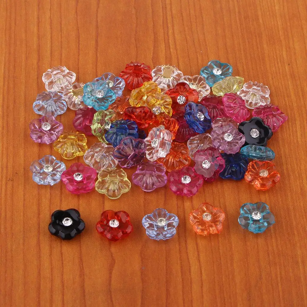 50 pezzi di fiori di strass di cristallo abbellimenti bottoni cucire su bottoni artigianato fai da te per abbigliamento, artigianato (Flatback)