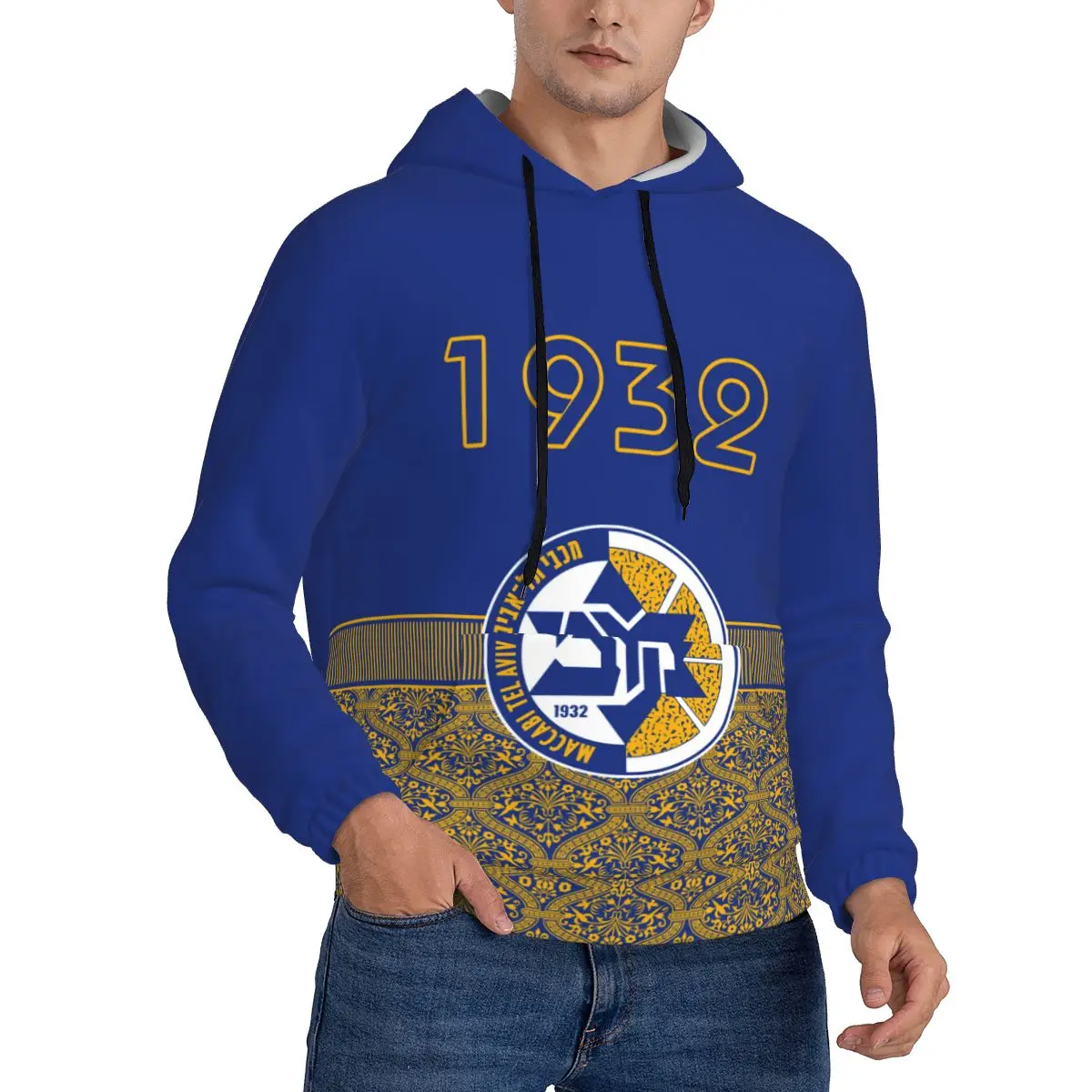 

Israel Maccabi Tel Aviv Bc Men's hooded printed hooded street casual outdoor breathable pullover