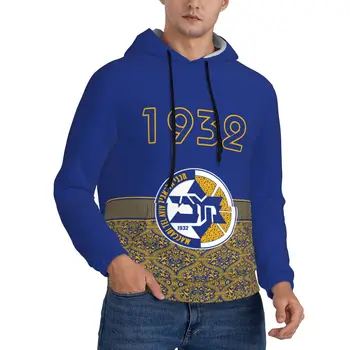 Israel Maccabi Tel Aviv Bc Heren Met Capuchon Bedrukt Street Casual Outdoor Ademende Pullover