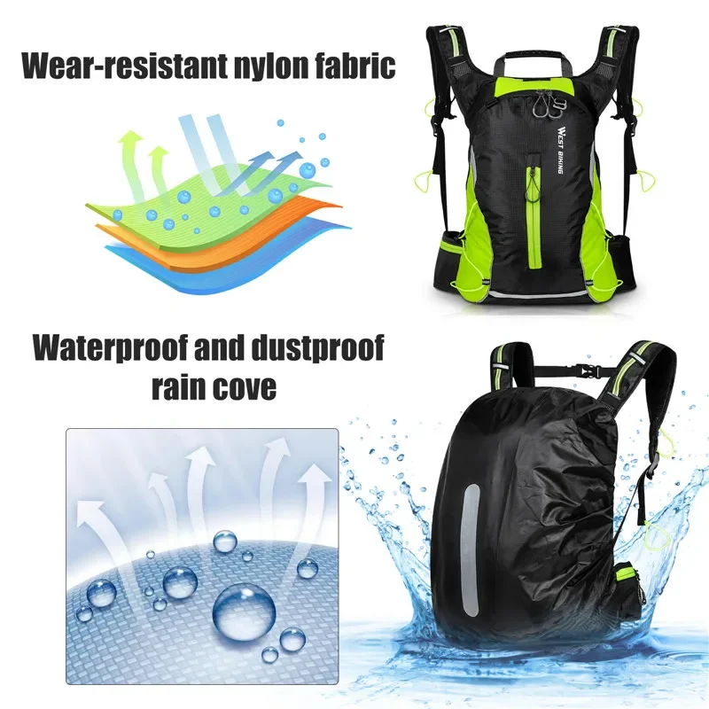 Western-style bicycle - Ultra-lightweight bicycle backpack, 15-liter portable waterproof backpack, suitable for sports, mountain