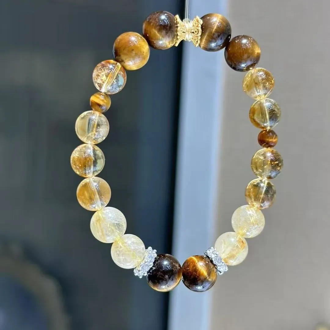

Natural Crystal Yellow Tiger's Eye Bracelet for Women, Light Luxury, Fashionable, Lucky Bracelet