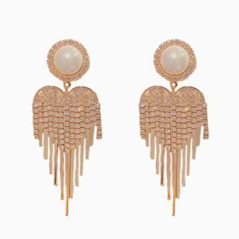 925 Silver Needle Korean Fashion Crystal Heart Tassel Earrings For Women Jewelry 2026 Trending New Luxury Women's Drop Earrings - view 6