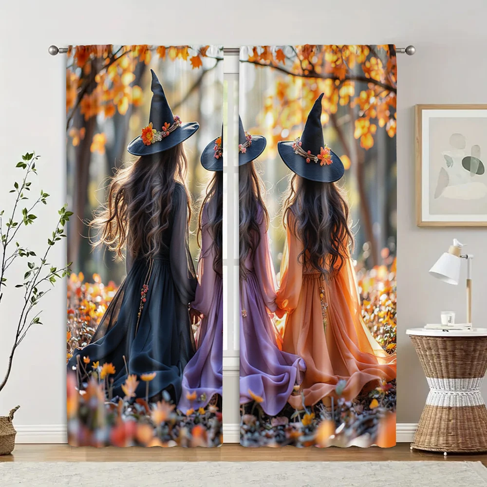 

2 pcs, filtering curtains (excluding rods, non-movable, without batteries) Witches for use in bedrooms and living rooms