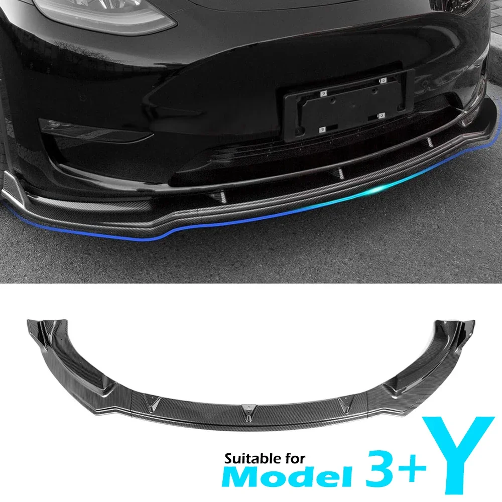 BEVO Front Lip Bumper Chin Diffuser for Tesla Model Y 2020 - 2024 Model 3 Highland Body Kit Front Spoiler Accessories