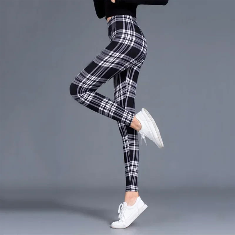 Sexy Plaid Slim Leggings Casual High Waist Elastic Fashion Bottoms Leggings Women Fitness Camouflage Leggings Workout Leggings