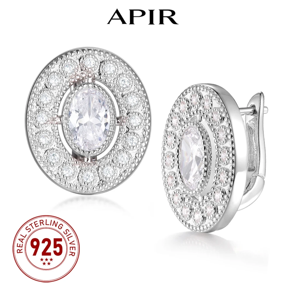

APIR 3.98 ct Oval cut Mossanite Clip Earrings for Women 925 Sterling Silver Retro European Court Style Earrings Banquet Jewelry
