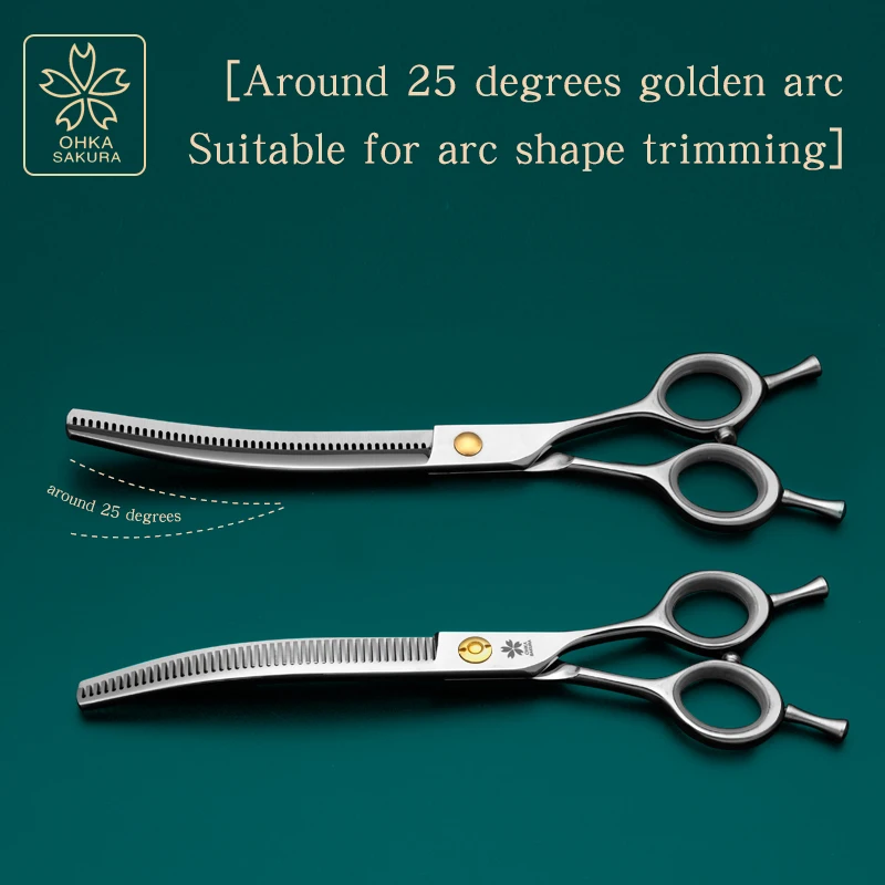 Refined curved teeth scissors pet grooming thinning scissors7.0 7.25 inch dog trimming shears pet styling tools