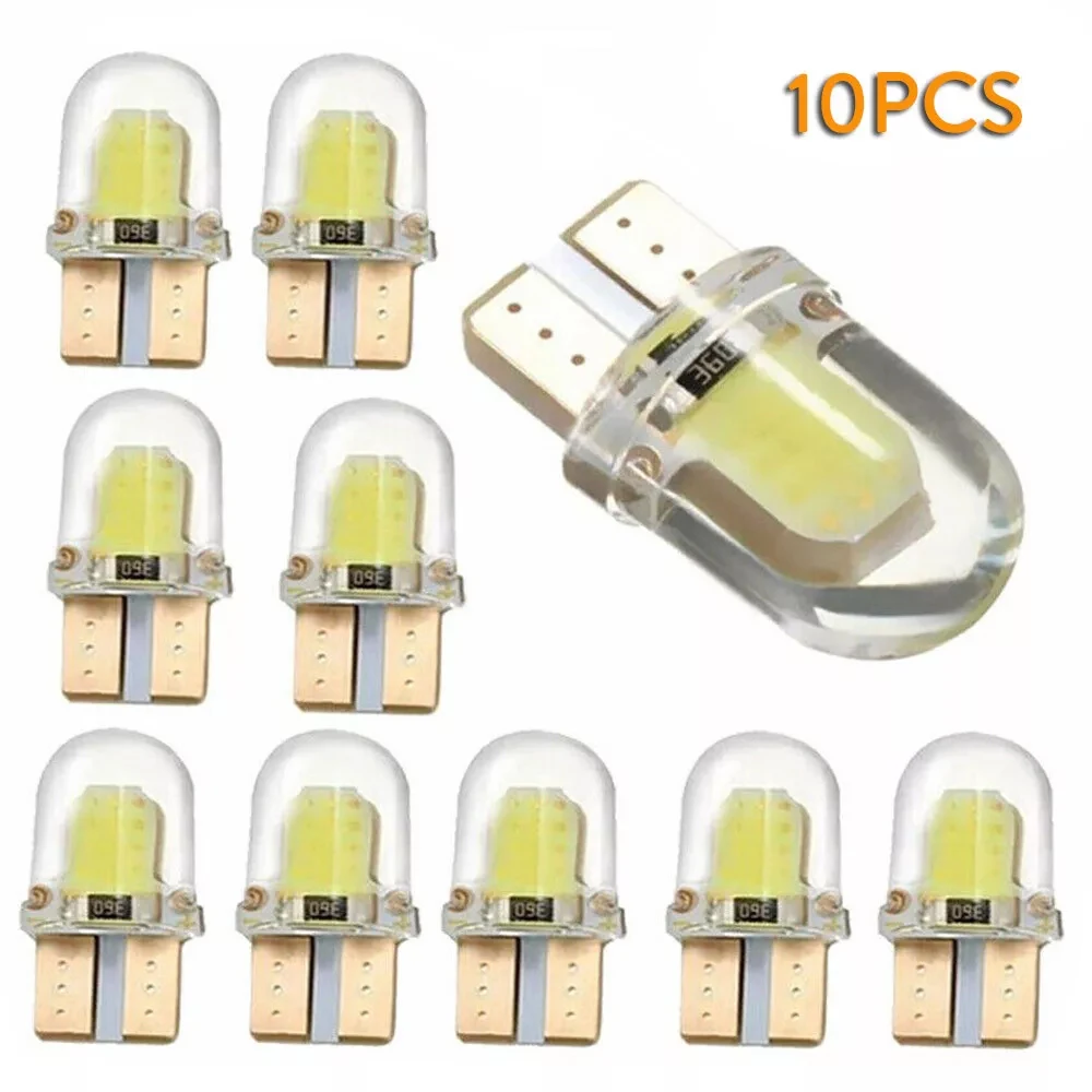 10Pcs/Lot T10 194 168 LED Light Bulb 5W 8SMD Silica Bright License Lamp Bulbs White Red Blue Yellow Pink DC 12V