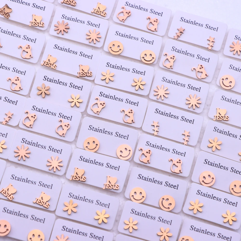 20Pairs/Lot Small Stainless Steel Letter Stud Earrings For Women Girls Piercing Ear Jewelry No Fade