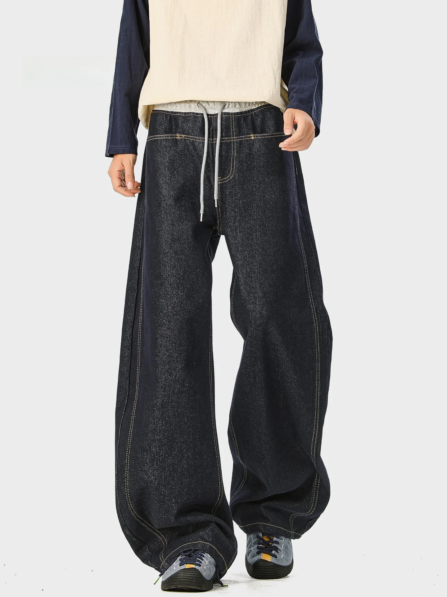 

Cleanfit High Waist Original Jeans Men's Autumn American High Street Haome Wide Leg Pants Knife Waed Denim Jeans