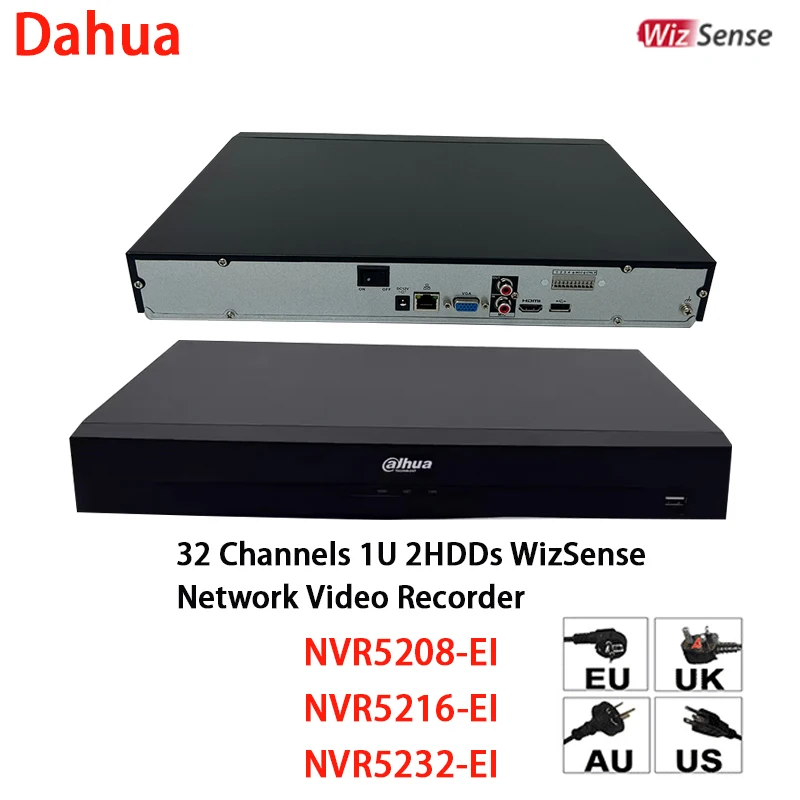 Dahua Original NVR 8CH 16CH 32CH NVR5208-EI NVR5216-EI NVR5232-EI 1U 2HDDs WizSense Network Video Recorder in English