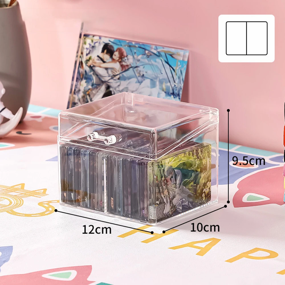 Kpop Photocard Storage Box Transparent Acrylic Photo Card Organizer Compartment Flip Box Card Case Protector Container Korean