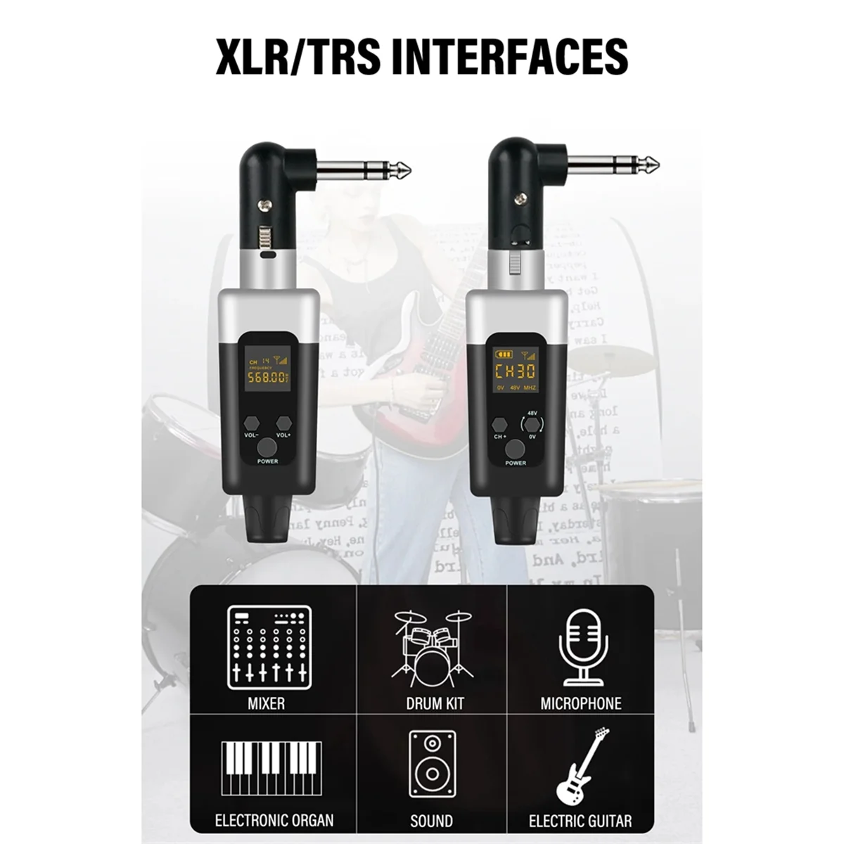 ワイヤレスXLRマイク,送信機と受信機,充電式システム,ダイナミックマイク,0v,48v