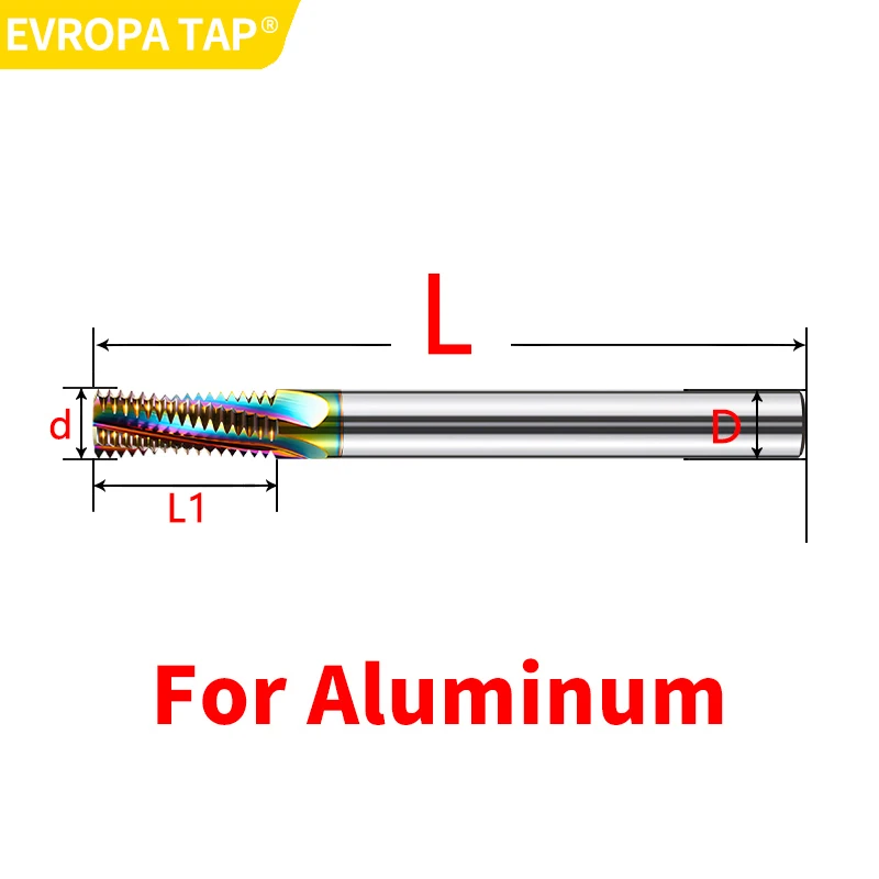

Фрезы EVROPA TAP CNC для нарезания полной резьбы, цельнотвердосплавные, из вольфрамовой стали, M3, M3.5, M4, M5, M6, M8, M10, M12, M14, M16