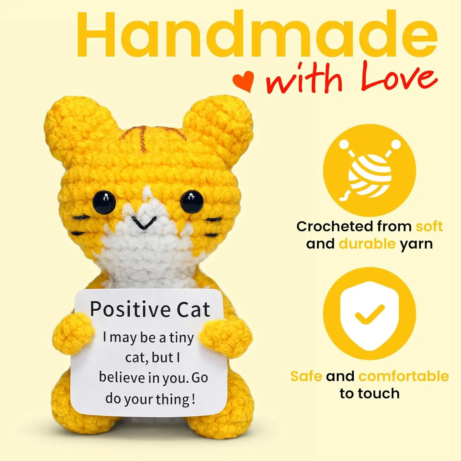 Gifts for Him Her Boyfriend Girlfriend Handmade Positive Crochet Cute Cat Emotional Birthday Christmas Desktop Decorations