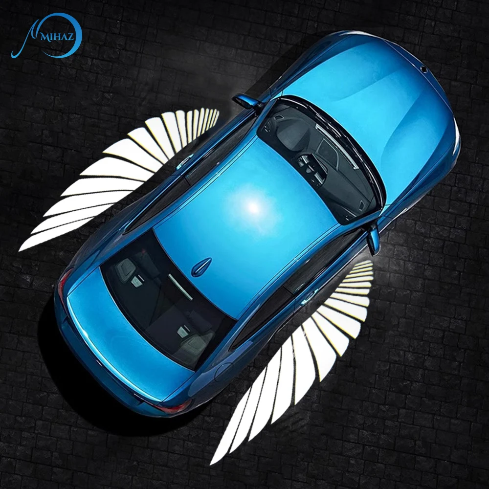 

Car Welcome Light Dynamic Projection Lamp White Decoration Automatically Turn On And Off Ambient Lamps Car Angel Winged Lights