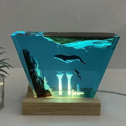 Podwodny Relic Poznaj Organizm Żywica Lampka Stołowa Creactive Art Dekoracja Lampa Wieloryb Diver Motyw Lampka Nocna Ładowanie USB