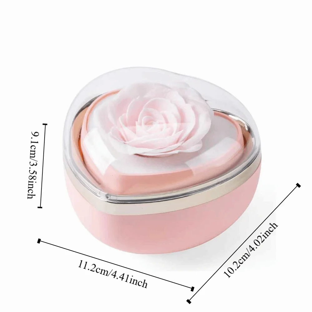 Romantic Preserved Flower Flip Ring Box Heart Shape Ring Display Valentine Gift Boxes Jewelry Storage Box