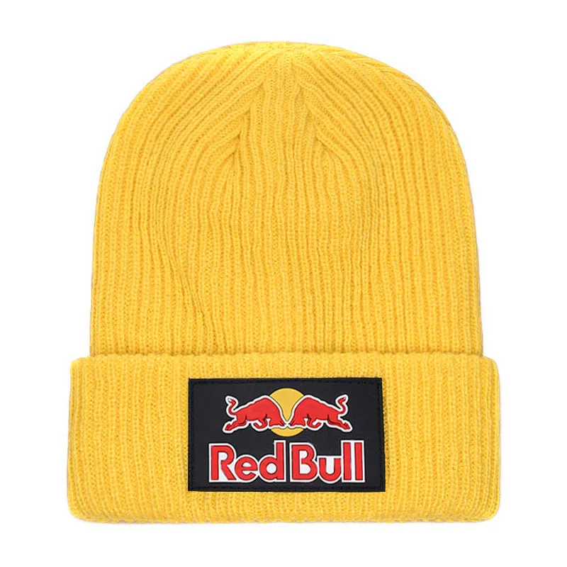 الأحمر الثور قبعة الرجال الخريف والشتاء الدافئة محبوك قبعة يندبروف محبوك قبعة باوتو قبعة الرياضة المرأة الباردة قبعة