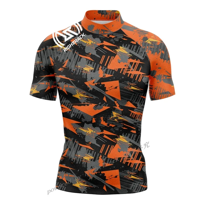 Camicia da Surf a maniche corte da uomo calda Champion Lycra Rashguard RIGHTTRACK per Surf Sportswear Beach UV Swimwear UPF50 Clothes