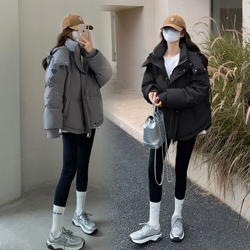 Women's New Down Cotton Jacket Short Winter Warm Cotton clothes Female Korean Casual Removable Hooded Parker Outerwear Tide