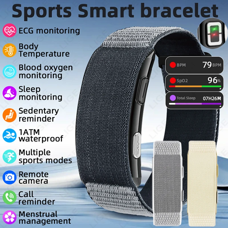 

ECG PPG No Screen Smart Watch Sports Outdoors Fitness Heart Rate Monitor 1ATM Waterproof Men Smart Bracelet For Andrio IOS New