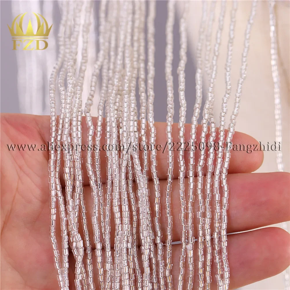 FZD 1 Peice Handmade rhinestone AB Silver Crystal Beaded Sewing Tassel Patches Applique Rhinestones Trimming for Women Clothes