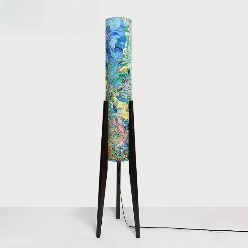 Wooden Floor Lamps LED Nordic Art Minimalist Fabric Lampshade Modern Bedroom Living Room Study