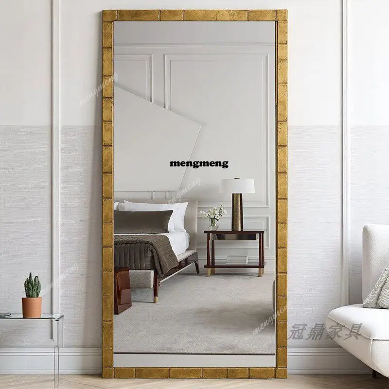 

French retro fine frame full body mirror medium antique rectangular wall hanging fitting mirror living room floor mirror