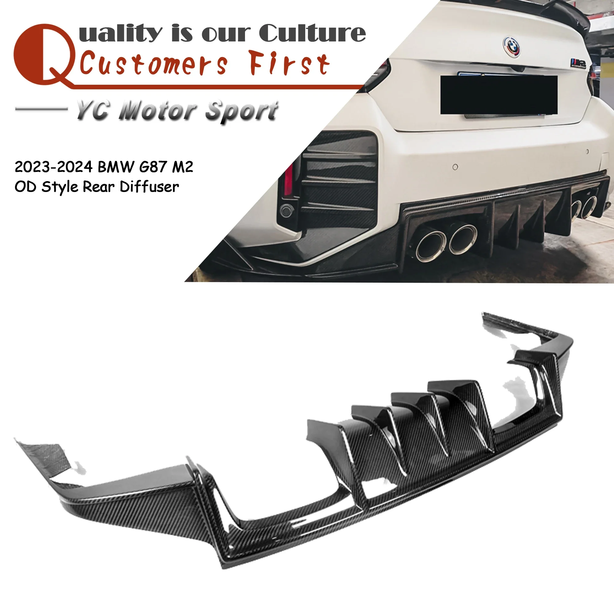 

Car Accessories Dry Carbon Fiber OD Style Rear Diffuser Lip Fit For 2023-2024 BMW G87 M2
