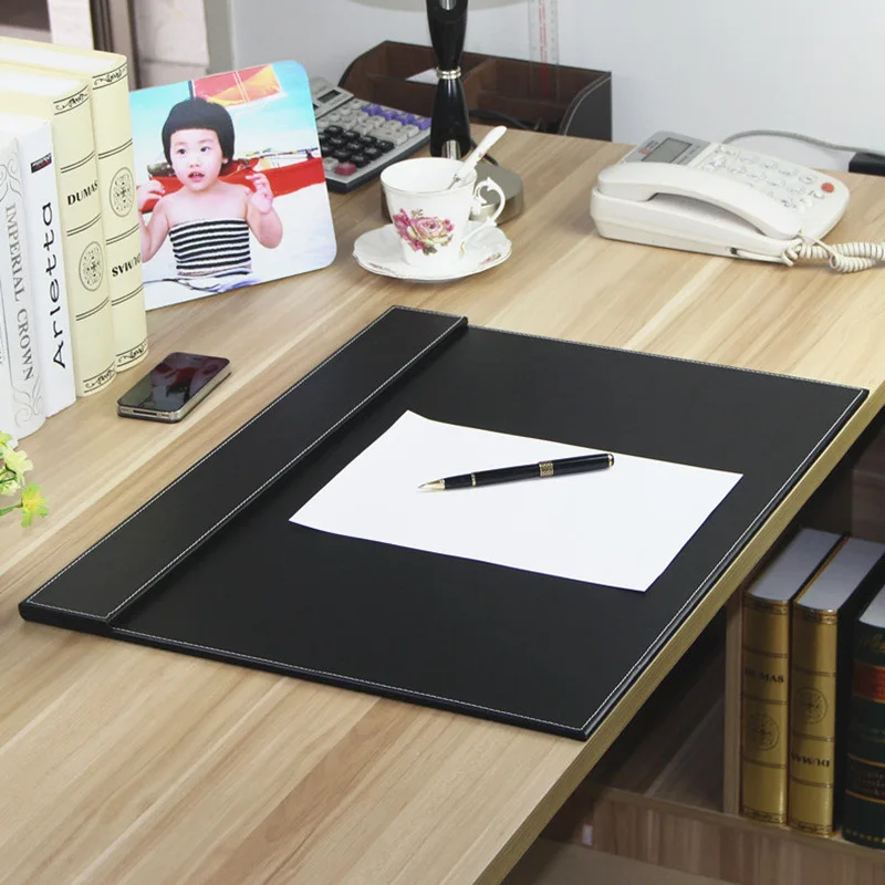 Leather Texture Desk Writing Board with Clip Oversized Office Desk Pad Blotter Two Tone Surface for Study Office and Computer