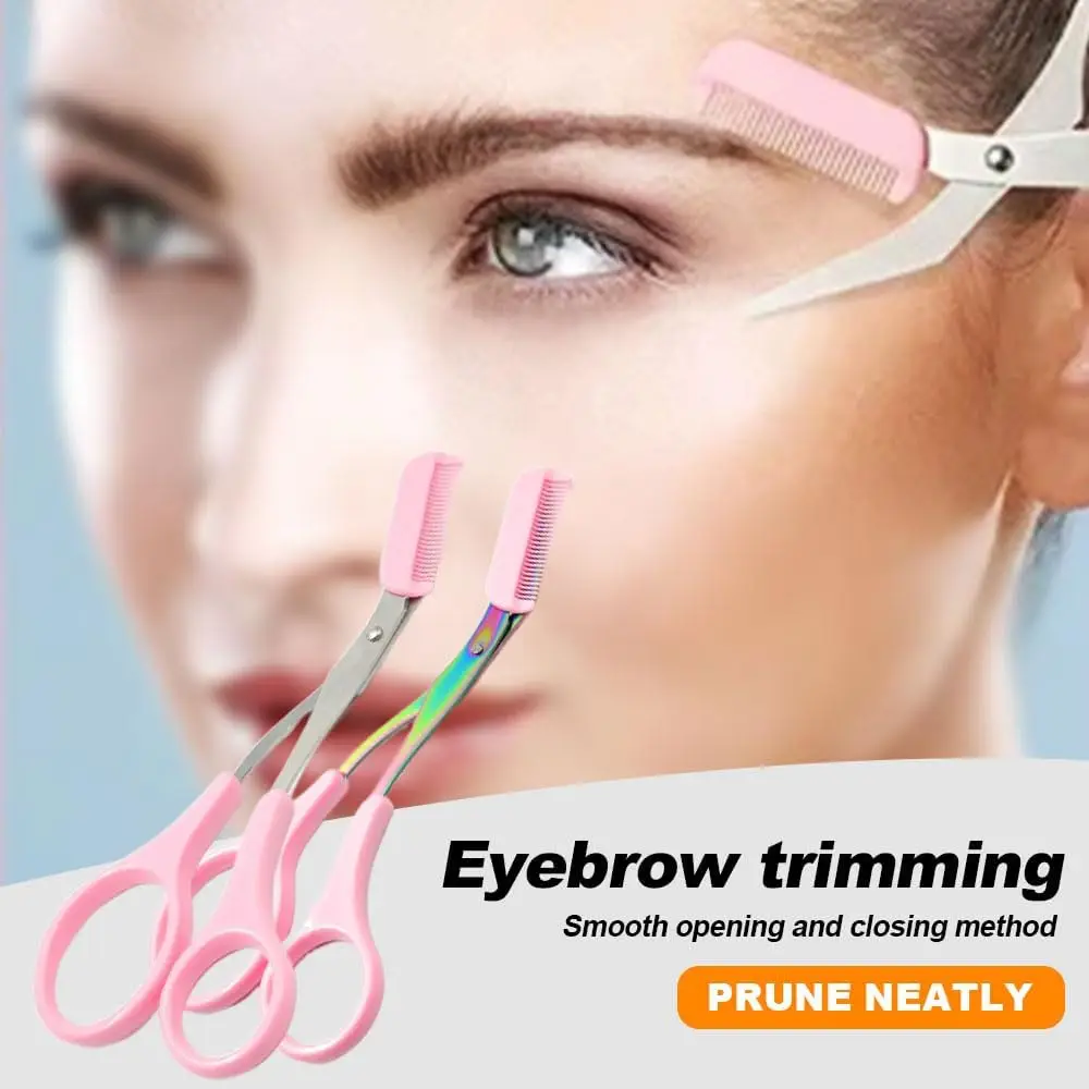 Augenbrauentrimmerschere, rutschfester Augenbrauenschneider, Haarentfernung, Augenbrauenschere, Make-up-Werkzeug, Augenbrauenschere mit Kammpräzision