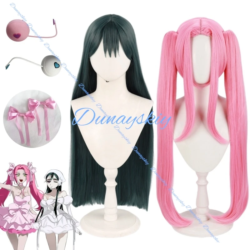Mizi SUA Cosplay Wig Anime Alien Stage Women Dark Green Cute Pink Long Hair Zombie Stage Sua Mizi Halloween Free Wig Cap