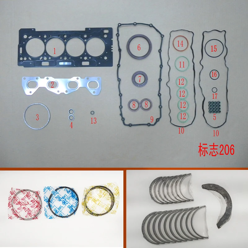 TU5JP4 NFU N6A VRS Engine Full gasket set kit main con rod bearing piston ring for Peugeot 206 307 1007 PARTNER 1.6L 16V 0197.P4