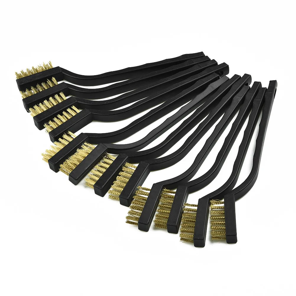12PCS Wire Brush Mini Micro Small Steel Brass DIY Paint Rust Remover Removal Metal Dust Brush Anti-rust Clean Tool