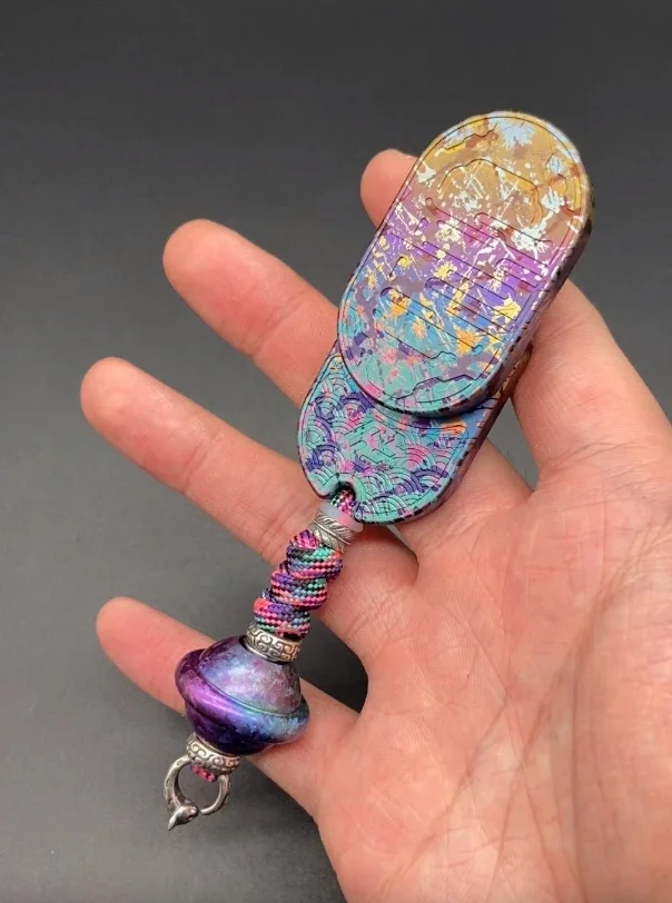 

Used EDC Heedc Titanium Cloud Splashing Ink 42cosmo Ice Crystal Titanium Planet Pendant fidget slider push Decompression toys