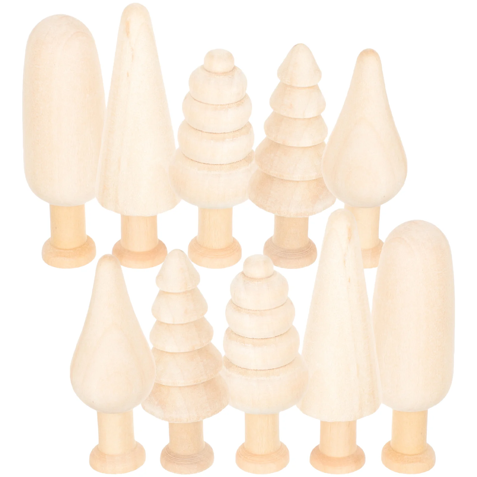 

10 Pcs Small Wooden Mushroom Unpainted Tree Decor Model Decorate Children's Hands-on Toy Lotus Unfinished