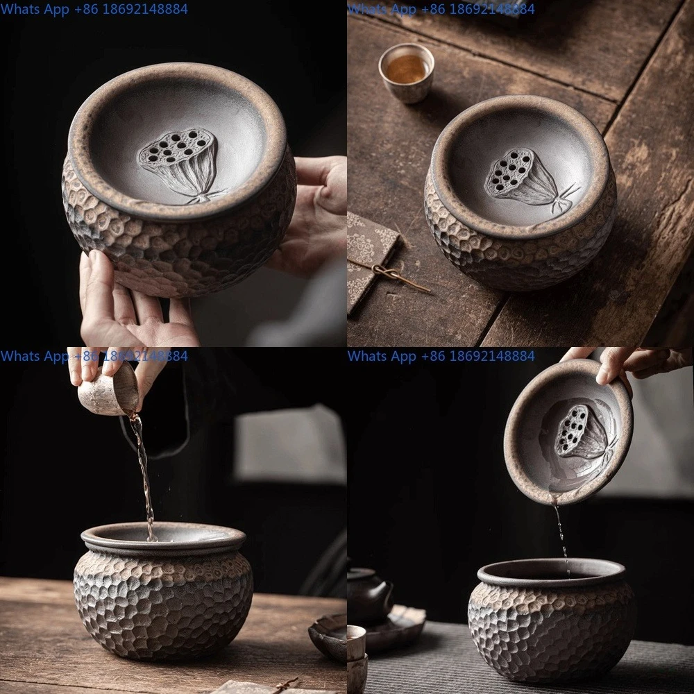 Unglazed Clay Chinese Teapot Holder for Home Kung Fu Tea Set Accessories Tea Waste Water Container and Tea Residue Bin