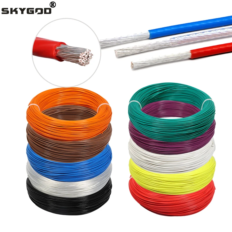 

1m Electronic Wire Silver Plated FEP Insulated High Purity OFC 0.05 0.08 0.12 0.2 0.35 0.5 1 2 4 6 10mm HiFi Signal Copper Cable