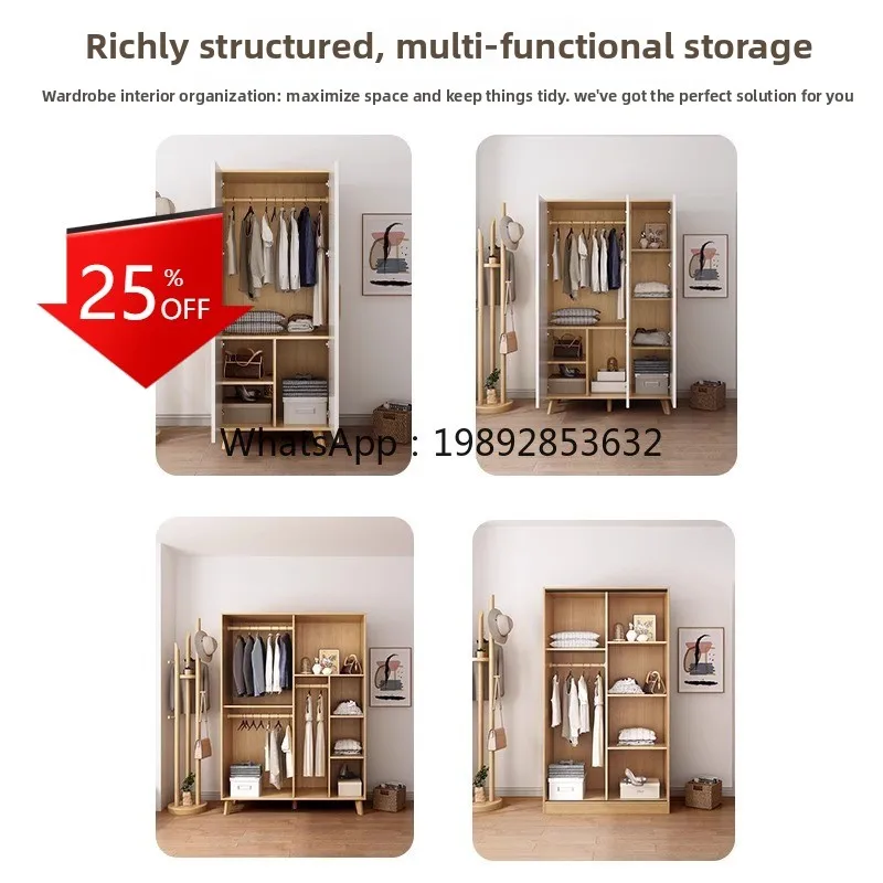 YFY Nordic Panel Wardrobe Storage Cabinet Assembly Home Wardrobe Bedroom