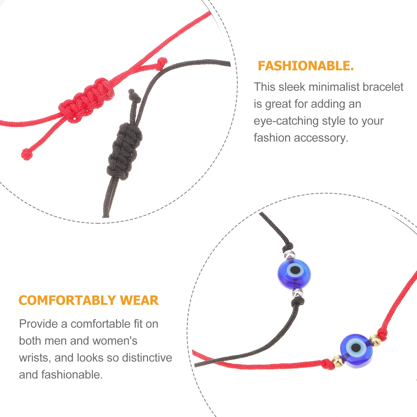 4pcs Eye Bracelet Adjustable Braided Women Evil Eye Bracelets Lucky Stretchy Anklet Fashion Accessories Gift